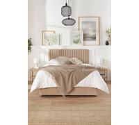Aspire Grant Divan, Linen Fabric, Strutted Headboard, 2 Drawers, Sand, Small Double