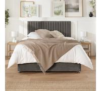 Aspire Grant Divan, Linen Fabric, Strutted Headboard, 2 Drawers, Slate, Small Single