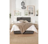 Aspire Grant Divan, Linen Fabric, Strutted Headboard, No Drawers, Slate, Superking