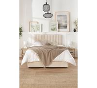 Aspire Grant Divan, Linen Fabric, Strutted Headboard, No Drawers, Cream, Small Single