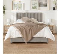 Aspire Grant Divan, Linen Fabric, Strutted Headboard, No Drawers in Silver | Size: Single Aspire Silver Single