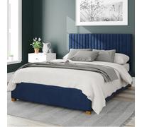 Aspire Grant Fabric Ottoman Bed, Plush Velvet Fabric, Navy, Superking