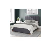 Aspire Grant Upholstered Ottoman Storage Bed, Plush Velvet Fabric in Grey | Size: Double Aspire Grey Double