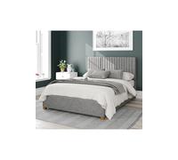 Aspire Grant Upholstered Ottoman Storage Bed, Saxon Twill Fabric in Grey | Size: Single Aspire Grey Single