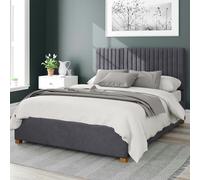 Grant Upholstered Ottoman Storage Bed, Plush Velvet Fabric Aspire Grey Double