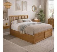 Aspire Hampton Wooden Ottoman Storage Bed Shaker Style White/Natural in Natural | Size: Single Aspire Natural Single