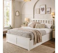 Aspire Hampton Wooden Ottoman Storage Bed Shaker Style White/Natural in White | Size: Double Aspire White Double