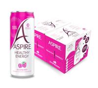 ASPIRE Healthy Energy Drink - 12 x 330ml Cans - Zero Calories & Zero Sugar - Natural Plant Based Caffeine & Multivitamins- Vegan & Gluten Free (Raspberry)