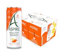 ASPIRE Healthy Energy Drink - 12 x 330ml Cans - Zero Calories & Zero Sugar - Natural Plant Based Caffeine - Vegan & Gluten Free (Mango Lemonade)