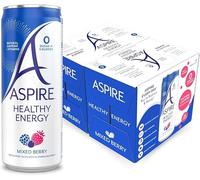 ASPIRE Healthy Energy Drink - 12 x 330ml - Zero Calories & Zero Sugar - Natural Plant Based Caffeine & Multivitamins- Vegan & Gluten Free (Mixed Berry) | Sold by Bargain Hub