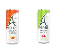 Aspire Healthy Energy Drink | Mix & Match, 12 Pack | Mango Lemonade & Strawberry Watermelon | No Calories, No Sugar, Natural Caffeine, Sparkling, Vegan, Keto-Friendly | Sold by Bargain Hub