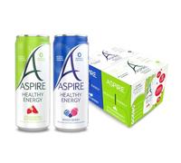 Aspire Healthy Energy Drink | Mix & Match, 12 Pack | Mixed Berry & Strawberry Watermelon | No Calories, No Sugar, Natural Caffeine, Sparkling, Vegan, Keto-Friendly | Sold by Bargain Hub