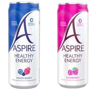 Aspire Healthy Energy Drink | Mix & Match, 12 Pack | Raspberry & Mixed Berry | No Calories, No Sugar, Natural Caffeine, Sparkling, Vegan, Keto-Friendly | Sold by Bargain Hub