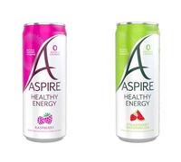 Aspire Healthy Energy Drink | Mix & Match, 12 Pack | Raspberry & Strawberry Watermelon | No Calories, No Sugar, Natural Caffeine, Sparkling, Vegan, Keto-Friendly | Sold by Bargain Hub