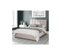 Hepburn Upholstered Ottoman Storage Bed, Eire Linen Fabric Aspire Off White Small Double