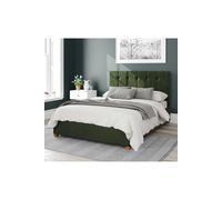 Aspire Hepburn Upholstered Ottoman Storage Bed, Plush Velvet Fabric In Dark Olive Dark Olive Super King