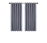 Aspire Homeware 100% Blackout Curtains for Bedroom Eyelet 46x54 Inch Linen Grey Curtains for Living Room 2 Panels with Tiebacks