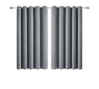 Aspire Homeware 100% Blackout Eyelet Curtains for Bedroom Grey 66”x54” Pair | Faux Linen Thermal Curtains for Living Room 54"Drop Heat Blocking Energy Saving Privacy Black out Curtain 1Pair with Tiebacks