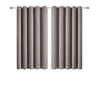 Aspire Homeware 100% Blackout Eyelet Curtains for Bedroom Mocha 46”x54”Pair | Faux Linen Thermal Curtains for Living Room 54"Drop Heat Blocking Energy Saving Privacy Black out Curtain 1Pair with Tiebacks