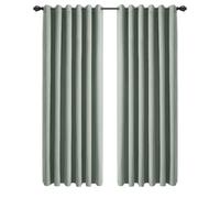 Aspire Homeware 100% Blackout Eyelet Curtains for Living Room Sage Green 66x72 Linen Curtains Super Soft Thermal Insulated Ring Top Curtain 2 Panels with Tiebacks