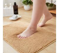 Aspire Homeware Bath Mat Non Slip Anti Mould - Beige Chenille Bathroom Mat 40 x 60 cm Machine Washable Bath mats Super Absorbent Extra Soft Fluffy Shower Mat