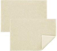 Aspire Homeware Bath Mat Non Slip Anti Mould - Cream (2 Pack) 40x60 cm Chenille Bathroom Mat