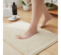 Aspire Homeware Bath Mat Non Slip Anti Mould - Cream Chenille Bathroom Mat 40 x 60 cm Machine Washable Bath mats Super Absorbent Extra Soft Fluffy Shower Mat