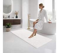 Aspire Homeware Bath Mat Non Slip Anti Mould - Cream Chenille Bathroom Mat 60 x 90 cm Machine Washable Bath mats Super Absorbent Extra Soft Fluffy Shower Mat