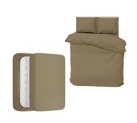 Aspire Homeware Beige Duvet Cover Set, Soft Microfiber & Reversible, Single (L)200Cm X (W)135Cm