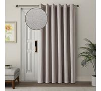 Aspire Homeware Beige Linen 100% Blackout Curtain Thermal Insulated Eyelet Door Curtain Single Panel (W)168Cm X (D)213Cm
