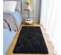 Aspire Homeware Black Rugs Living Room - Small Area Rugs 50x80cm for Bedroom Fluffy Modern Shaggy Rug Soft Non Slip Thick Pile