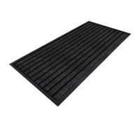 Aspire Homeware Black Striped Pvc Rubber Mat Medium Runner Anti Slip Dirt Trapper, (L)150Cm X (W)80Cm