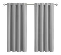 Aspire Homeware Blackout Curtains for Bedroom - Light Grey Eyelet Curtains Living Room - Super Soft Thermal Insulated Window Curtain & Drapes with Tiebacks 66 x 54 Inch 2 Panel