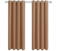 Aspire Homeware Blackout Curtains for Living Room - Black Out Eyelet Curtains for Bedroom 66 x 72 inch - Thermal Insulated Window Treatments Ring Top Beige Curtain & Drapes Pair Panel + Tiebacks