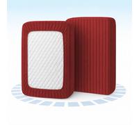 Aspire Homeware Burgundy Stripe Fitted Sheet 40Cm Extra Deep-100%microfiber Fitted Bed Sheets Single, (L)190Cmx(W)91Cm