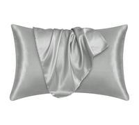 Aspire Homeware Cooling Grey Pillow Cases 2 Pack - Super Soft Satin Pillowcase Feels Like Silk Pillowcase - Anti Allergy Silky Pillow Covers for Hair and Skin Care (50x75cm)