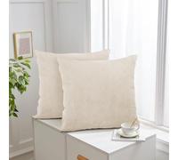 Aspire Homeware Cream Cushions with Covers Included 45 x 45 cm Set of 4 Pcs (2-Cushion Covers, 2-Inserts) with Invisible Zipper Pattern Cushion for Home Décor, Bedroom & Sofa (18x18 Inchs)