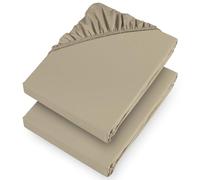 Aspire Homeware Double Fitted Sheet 2 Pack 25 Cm Deep Pocket 10 Inch Beige Bed Sheet - Soft & Breathable Fitted Bedsheet Brushed Microfiber Shrinkage and Fade Resistant Bottom Sheet