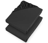 Aspire Homeware Double Fitted Sheet 2 Pack 25 Cm Deep Pocket 10 Inch Black Bed Sheets Hotel Quality - Soft & Breathable Fitted Bed Sheet Shrinkage and Fade Resistant Bottom Sheet