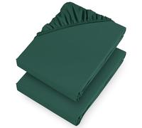 Aspire Homeware Double Fitted Sheet 2 Pack 25 Cm Deep Pocket 10 Inch Emerald Bed Sheet - Soft & Breathable Fitted Bedsheet Brushed Microfiber Shrinkage and Fade Resistant Bottom Sheet