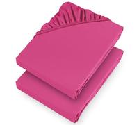 Aspire Homeware Double Fitted Sheet 2 Pack 25 Cm Deep Pocket 10 Inch Hot Pink Bed Sheet - Soft & Breathable Fitted Bedsheet Brushed Microfiber Shrinkage and Fade Resistant Bottom Sheet