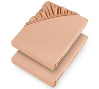 Aspire Homeware Double Fitted Sheet 2 Pack 25 Cm Deep Pocket 10 Inch Peach Bed Sheet - Soft & Breathable Fitted Bedsheet Brushed Microfiber Shrinkage and Fade Resistant Bottom Sheet