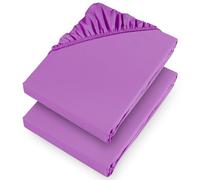 Aspire Homeware Double Fitted Sheet 2 Pack 25 Cm Deep Pocket 10 Inch Purple Bed Sheet - Soft & Breathable Fitted Bedsheet Brushed Microfiber Shrinkage and Fade Resistant Bottom Sheet