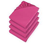 Aspire Homeware Double Fitted Sheet 4 Pack 25 Cm Deep Pocket Hot Pink Bed Sheet - Soft & Breathable Fitted Bedsheet Brushed Microfiber Shrinkage and Fade Resistant Bottom Sheet
