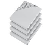 Aspire Homeware Double Fitted Sheet 4 Pack 25 Cm Deep Pocket Silver Bed Sheet - Soft & Breathable Fitted Bedsheet Brushed Microfiber Shrinkage and Fade Resistant Bottom Sheet