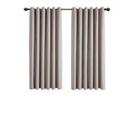 Aspire Homeware Eyelet 100% Blackout Curtains for Bedroom 46x54 Inch Linen Beige Curtains for Living Room 2 Panels with Tiebacks