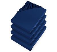 Aspire Homeware Fitted Bed Sheets Double 4 Pack 25 Cm Deep Pocket Navy Bed Sheet - Soft & Breathable Fitted Bedsheets Brushed Microfiber Shrinkage and Fade Resistant Bottom Sheet