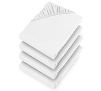 Aspire Homeware Fitted Bed Sheets Double 4 Pack 25 Cm Deep Pocket White Bed Sheet - Soft & Breathable Fitted Bedsheets Brushed Microfiber Shrinkage and Fade Resistant Bottom Sheet