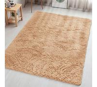 Aspire Homeware Fluffy Bedroom Rug - Beige Area Rugs 80x150 cm for Living Room Large Bedroom Runner Plush Carpet Modern Soft Shaggy Pile Faux Fur Rug for Home