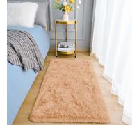 Aspire Homeware Fluffy Bedroom Rug - Beige Bedroom Runner 60x110 cm Area Rugs for Living Room Plush Carpet Modern Soft Shaggy Pile Faux Fur Rug for Home